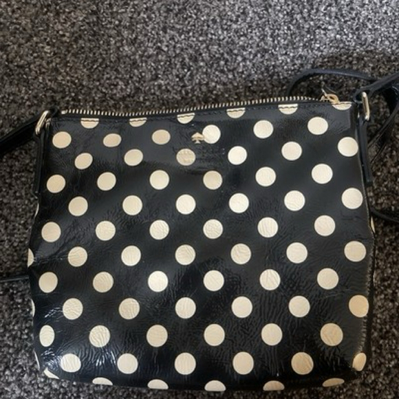 Kate Spade Handbags - Kate Spade Polka Dot Patent Leather Crossbody Black / Ivory